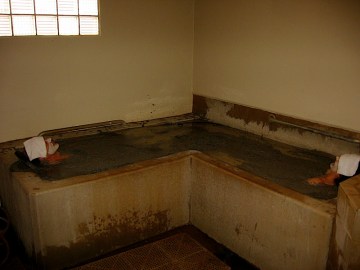 Frank and Kat in the couples room at the mud baths.  Note the Romanesque tubs.