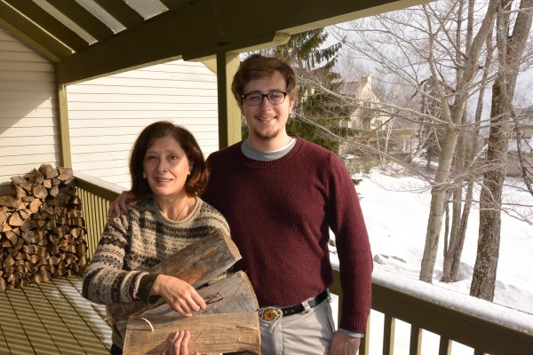 Carrying wood in for the fire.