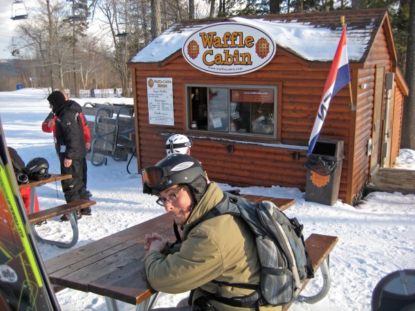 At the Waffle Cabin on the slopes at Okemo
