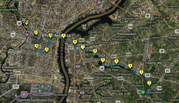 Route of the Haddonfield Rocky Run.