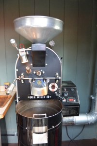 Unto the roaster it goes.  This is a small roaster for the visitors.