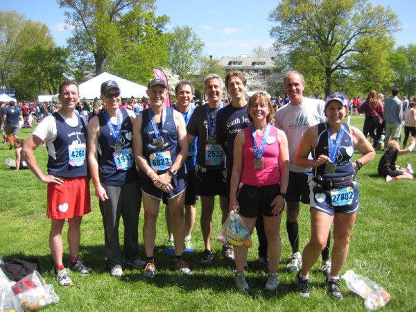 Some of our SJAC club members at the Naval Yard after the Broad Street Ten Miler, 5/5/13