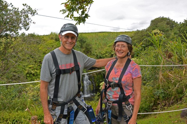 Kat and Frank, clearly enjoying the zip experience!