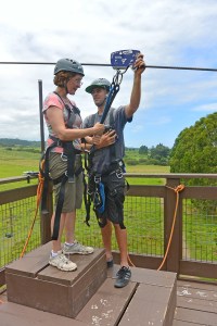 Kat preparing to take off over Akaka Falls.