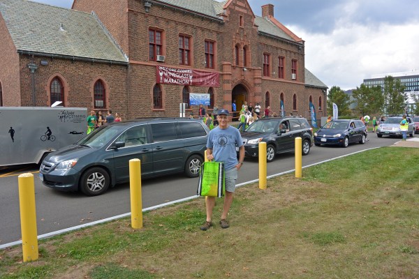 In front of the Corning YMCA, home of the expo.