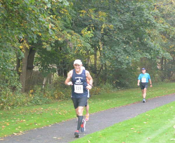 Back to a running stride, and trying to keep smiling.