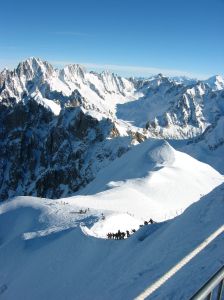 The trek down to the start of the ski run, Vallée Blanche