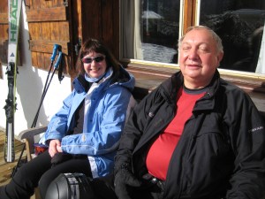 Teresa and AJ, among the UK set, enjoying the alpine sun.