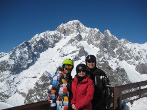 Drew, Jen and Eric, part of our Pennsylvania contingent, with Monte Bianco looming over us.