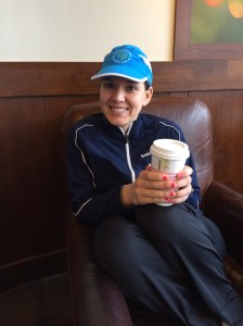 Michele, warming up after a cold run at the end of March.  Whatever happened to March going out like a lamb?