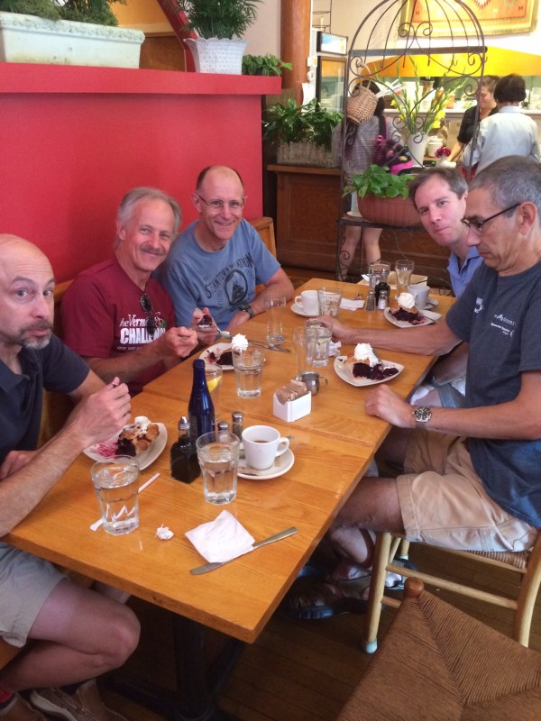 Rewards of the ride include a great lunch at Elizabeth and Paul's in Noho, including their modest version of blueberry pie.